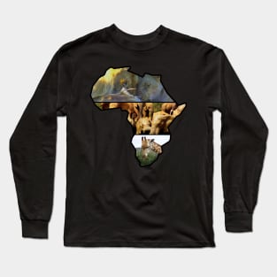 African Wildlife Continent Collage Long Sleeve T-Shirt